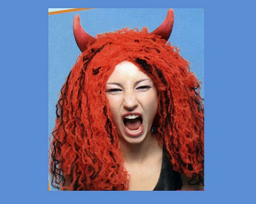 Peluca demonio rizado cuernos Peluca demonio rizado cuernos
