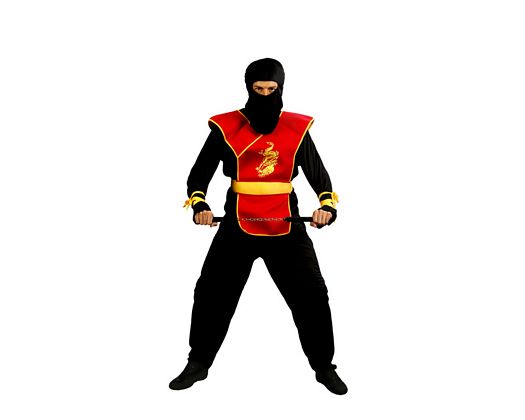 Disfraz de ninja negro y rojo adulto Disfraz de ninja negro y rojo adulto