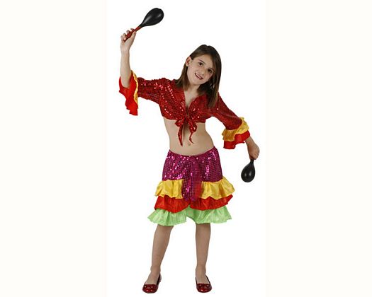 Disfraz de rumbera multicolor, 5-6 Disfraz de rumbera multicolor, 5-6