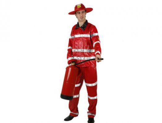 Disfraz de bombero rojo, adulto