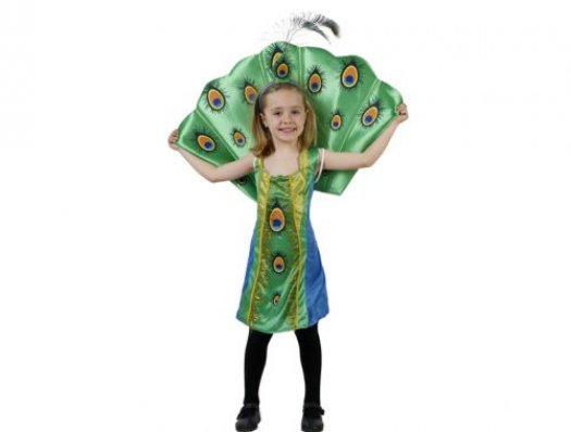 Disfraz de pavo real niña, Talla 1 (3 – 4 años)