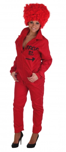 Disfraz de currante rojo adulto talla XL