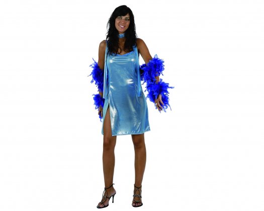 Disfraz de disco woman azul brillo, adulto