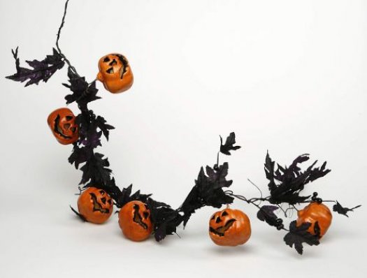 Guirnalda negra 6 calabazas 160cms
