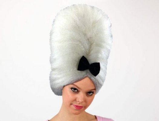 Pvc peluca mujer de epoca blanca lazo