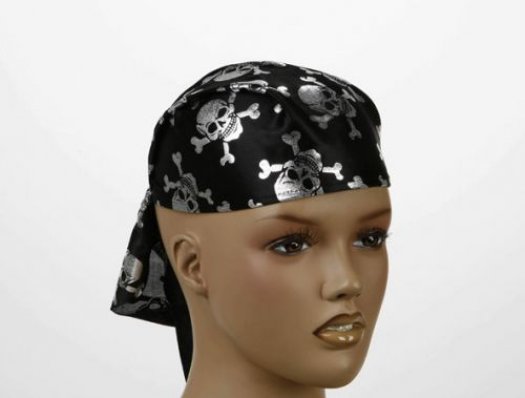 Casco Pañuelo pirata calavera plateado